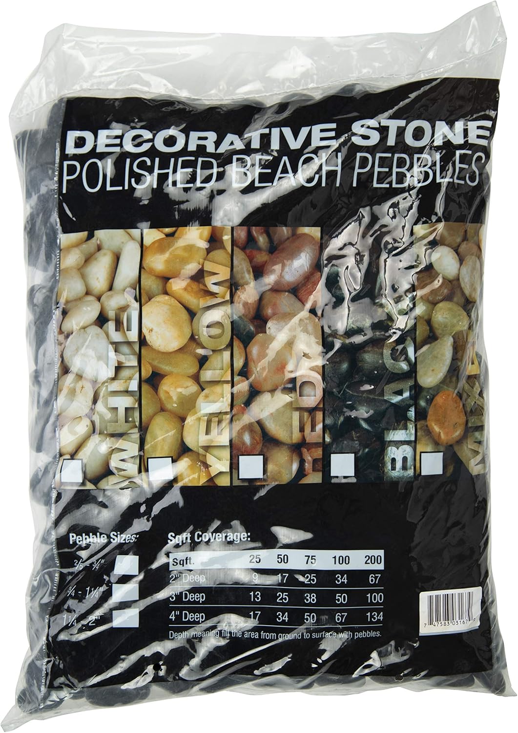 MSI Decorative Polished Black Pebbles, 0.2 inch - 0.5 inch, 40 lb. Bag (55 Bags/Pallet)