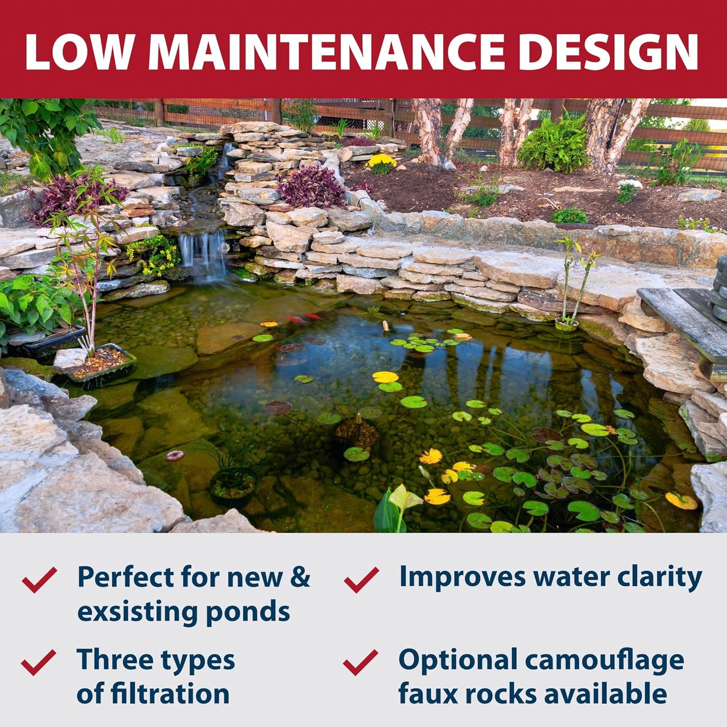 The Pond Guy AllClear G2 Bio Pressure Filter & Ultraviolet Light Clarifier with Backflush System, Pressurized External UVC Biological & Mechanical Filtration, Koi Fish Water Garden, All Clear 3500