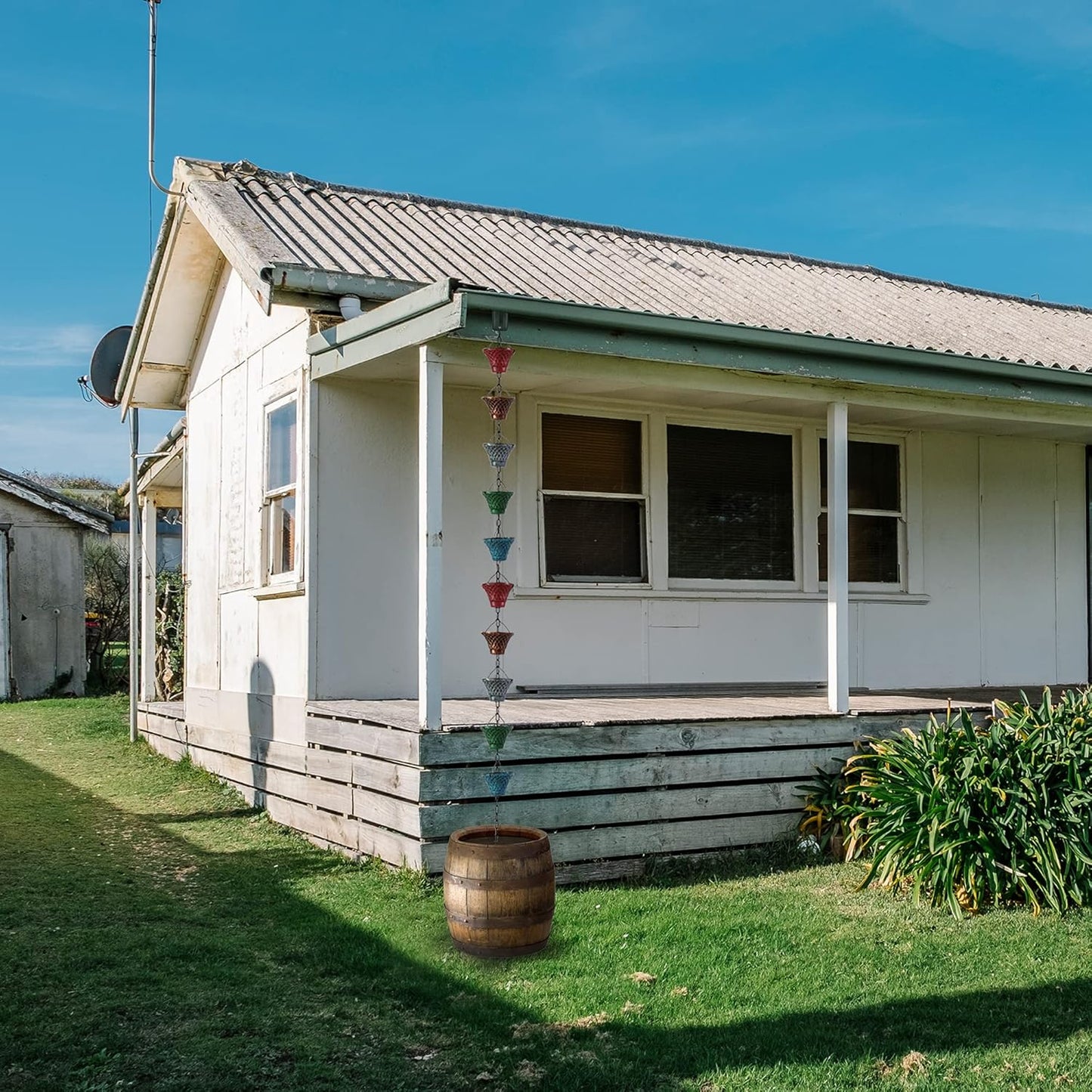 3FT Multicolor Bell Rain Chains for Gutter and Rain Barrel | Rust-Resistant Plated Garden Décor Rain Chain for Downspout | Rain Chain Extension 3 Ft (no Adapter)