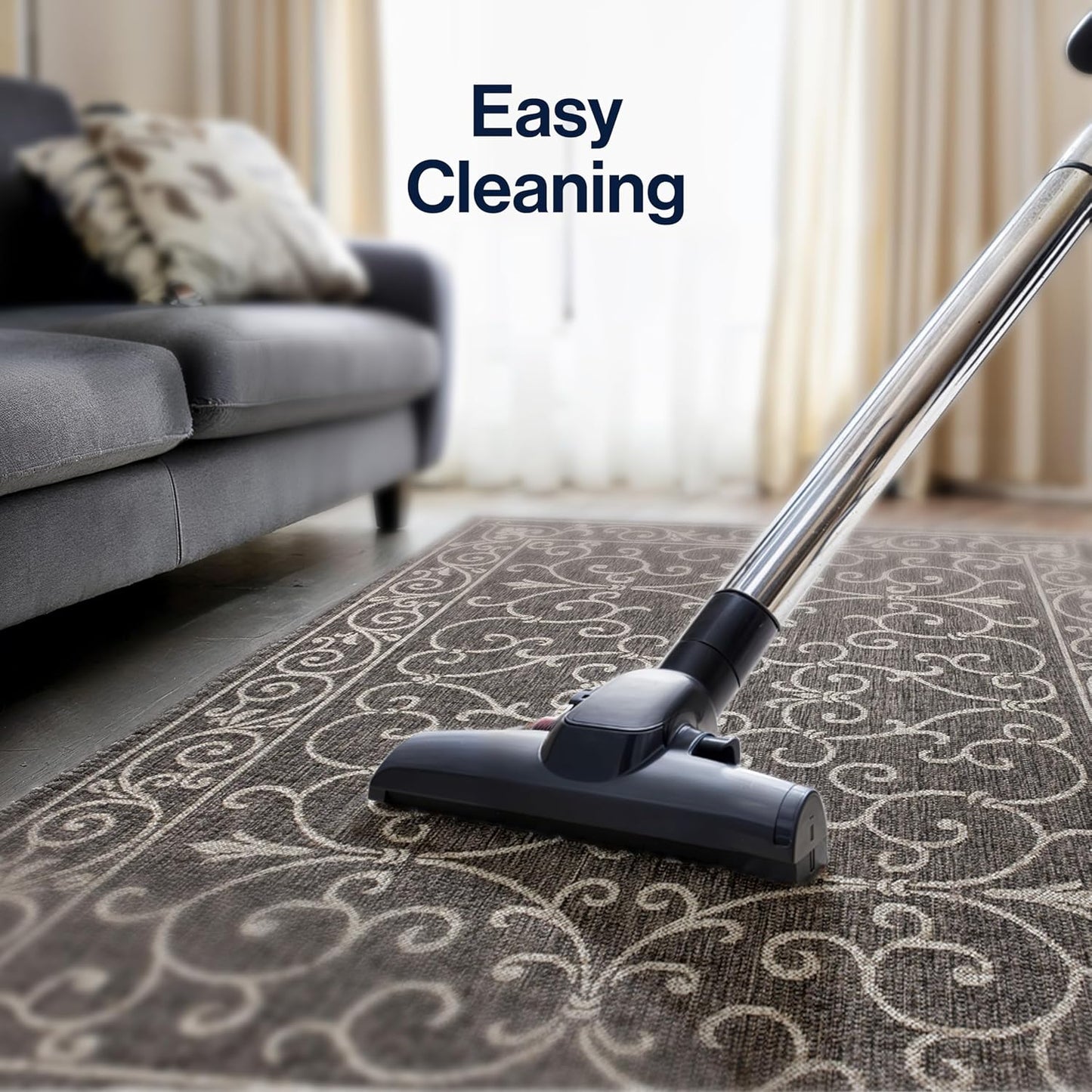 JONATHAN Y SMB106G-5 Charleston Vintage Filigree Textured Weave Indoor Outdoor Rug LivingRoom Backyard,5 X 8,Black/Gray