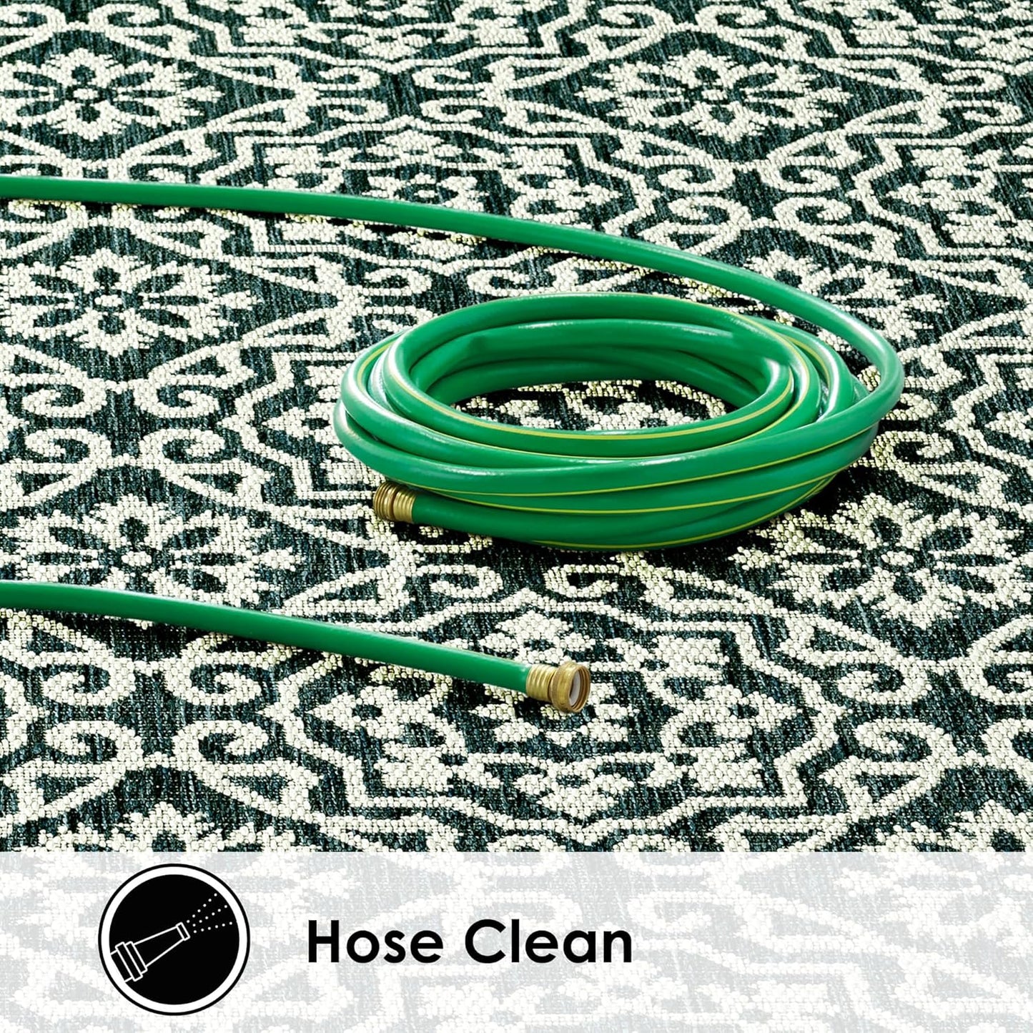 Nicole Miller New York Patio Country Julia Transitional Geometric Indoor/Outdoor Area Rug, Blue/White, 6'6"x9'2"