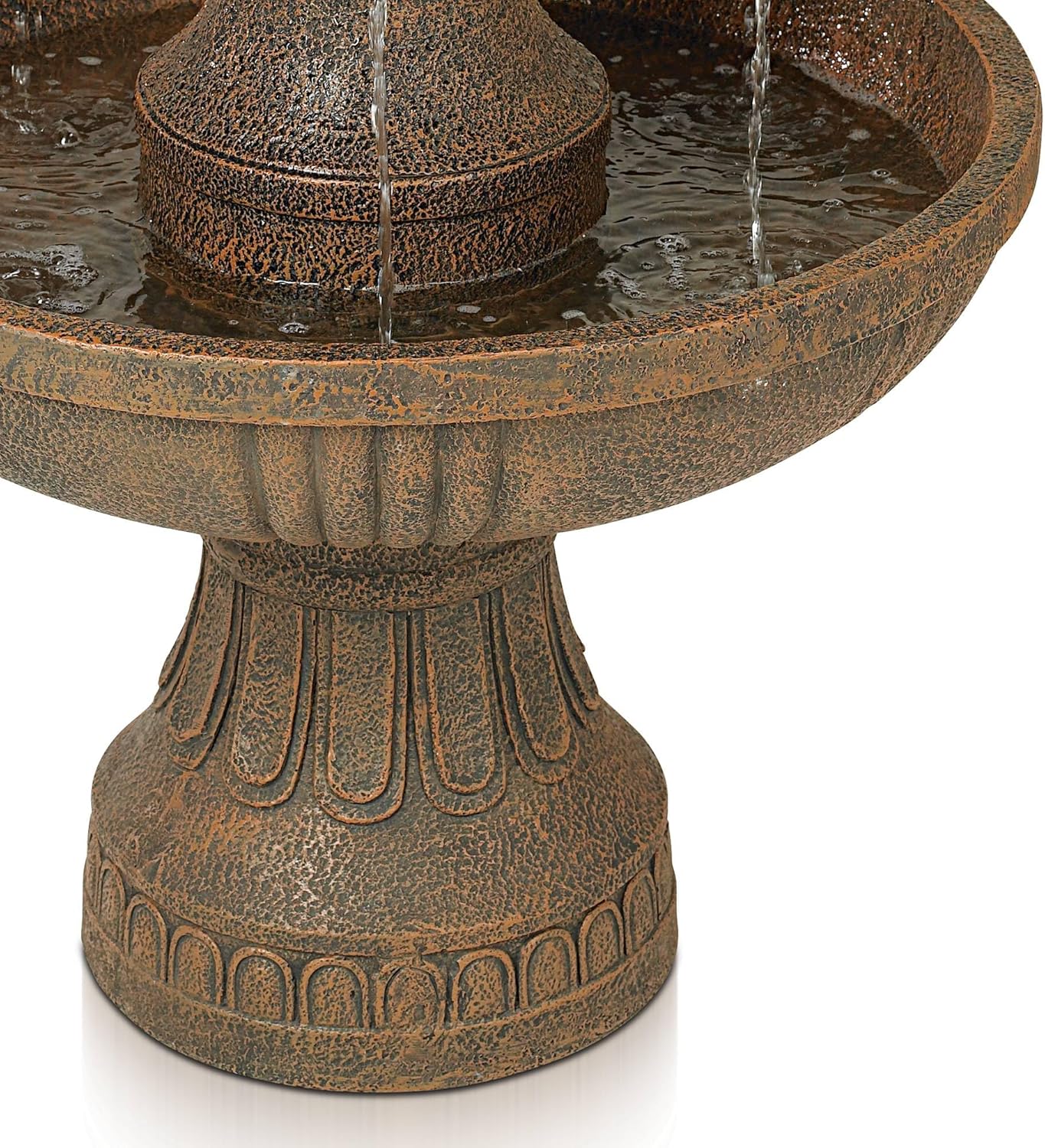 Ravenna 43" High Large Italian Indoor Outdoor Decor Faux Stone Floor Fountain Standing Waterfall 3-Tier Basin Tall Water Feature for Outside Garden Patio Yard Backyard Porch Deck - John Timberland