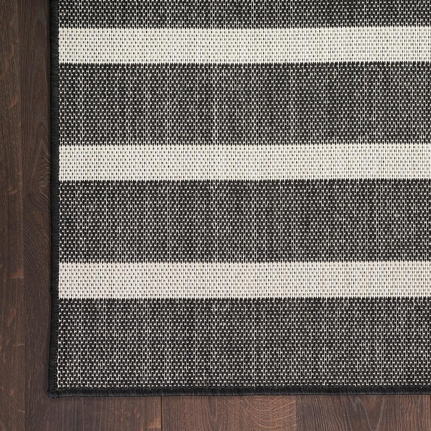 Nourison Home Positano Black Ivory 2' x 6' Area Rug Easy Clean, Non Shedding, Bed Room, Living Room, Dining Room, Kitchen (6' Runner)