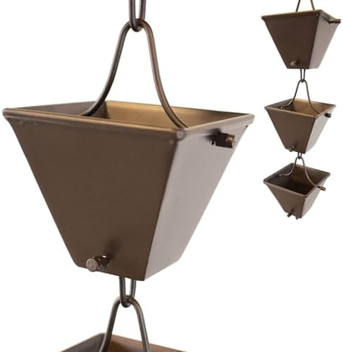 Nutshell Stores Medium Square Cups Rain Chain - Bronze - 8 Feet