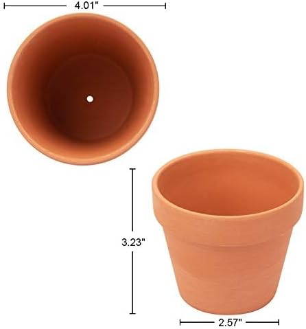 [26 Pack] 4" Planter Nursery Pots Clay Pots Terracotta Pot Clay Ceramic Pottery Planter Cactus Flower Pots Succulent Nursery Pots Garden Terra Cotta Pots with Drainage Hole (4")