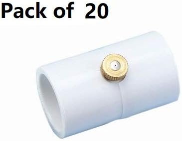 1/2 Inch PVC Coupling with Brass Mist Nozzle PVC Splitter with Brass Misting System Nozzles (Pack of 20)