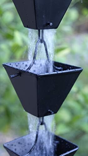 Nutshell Stores Medium Square Cups Rain Chain - Black - 12 Feet