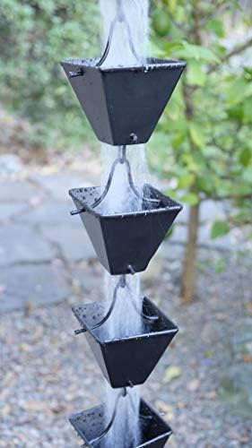 Nutshell Stores Medium Square Cups Rain Chain - Black - 10 Feet