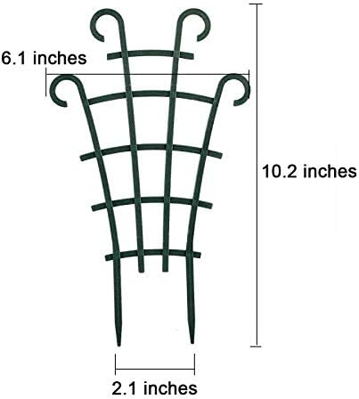 12 Pack Trellis for Potted Plants, Garden Trellis for Climbing Plants Plastic Mini Climbing Plant Trellis Flower Pots Support Stackable Trellis for Climbing Plants Peas, Dark Green