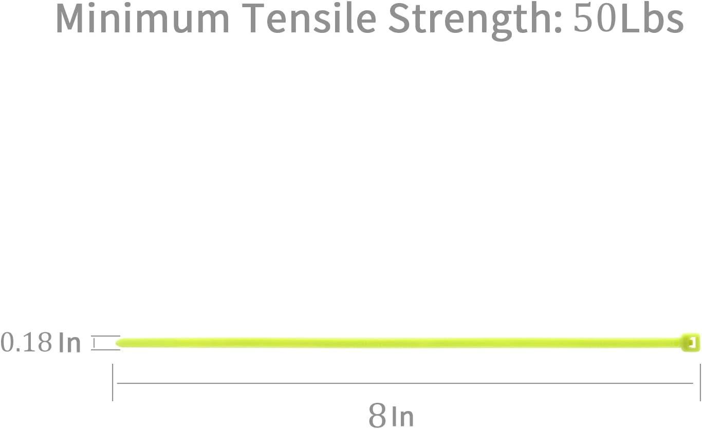 XINGO 100PCS Cable Zip Ties Heavy Duty, Premium Nylon Plastic Wire Ties with 50 Pounds Tensile Strength, Self-Locking Black Nylon Zip Ties for Indoor and Outdoor (8 inch, Apple Green)