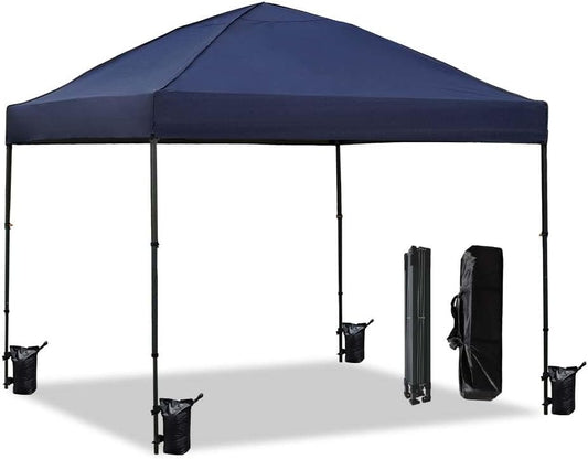 10x10 Pop Up Canopy Tent Outdoor Canopy Tent with Sand Bags Instant for Camping Beach Parties Backyard (Navy Blue)