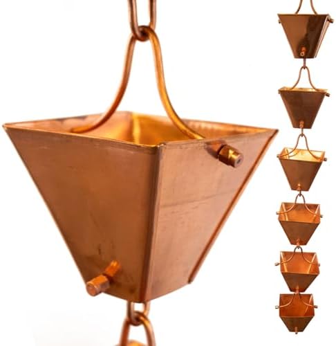 Nutshell Stores Medium Square Cups Rain Chain - Copper - 11 Feet