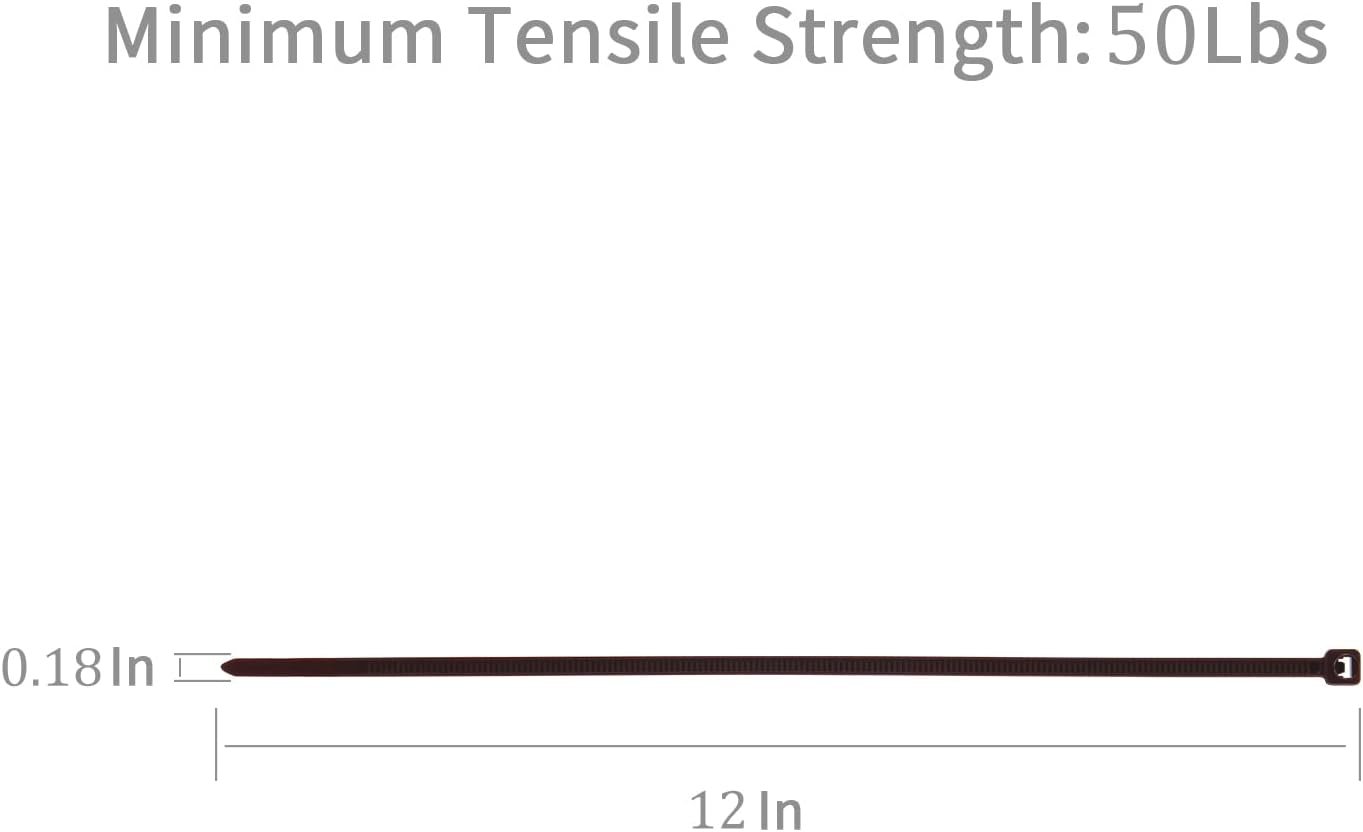 XINGO 100PCS Cable Zip Ties Heavy Duty, Premium Nylon Plastic Wire Ties with 50 Pounds Tensile Strength, Self-Locking Black Nylon Zip Ties for Indoor and Outdoor (12 inch, Brown)