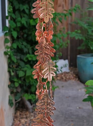 Nutshell Stores Falling Leaves Copper Plated Rain Chain - Copper - 8 Feet