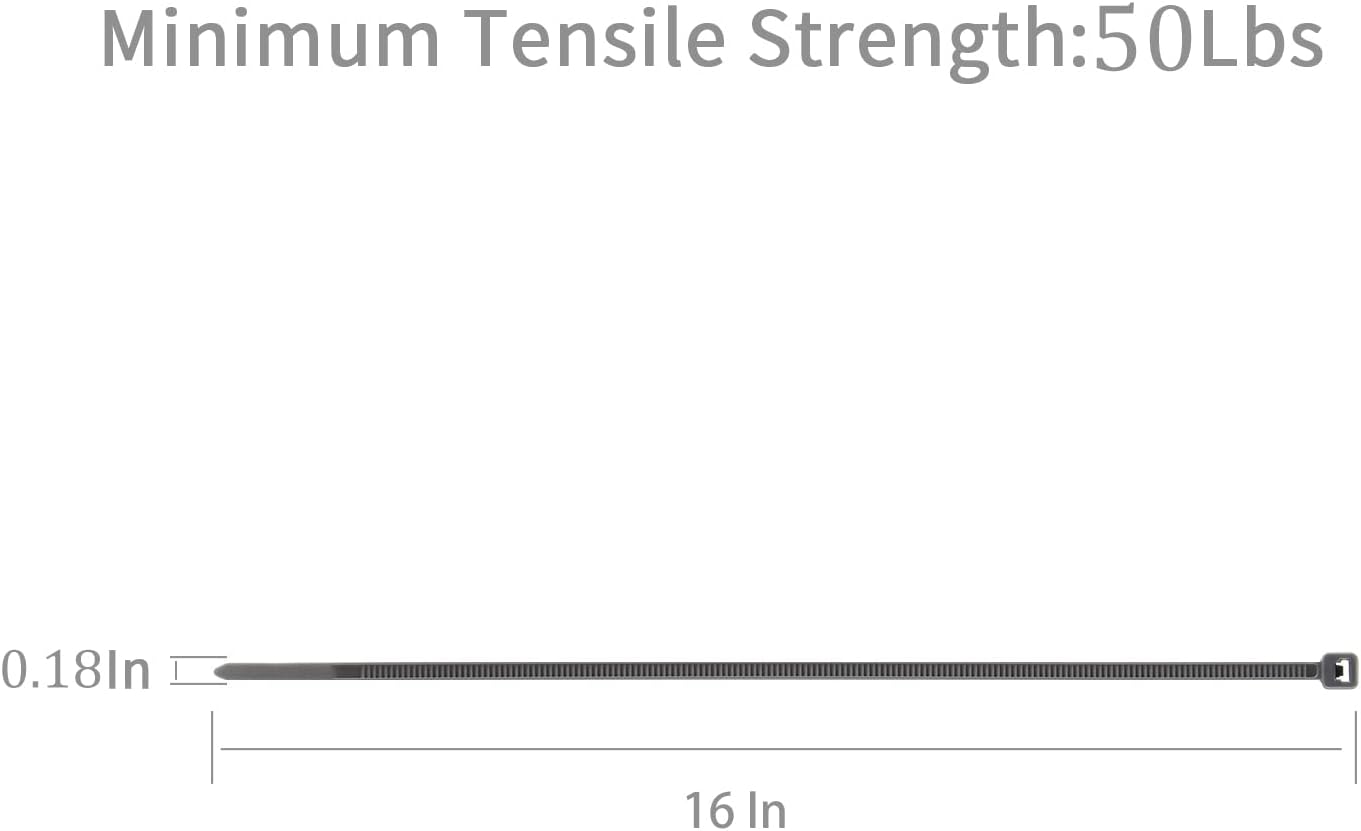 XINGO 100PCS Cable Zip Ties Heavy Duty, Premium Nylon Plastic Wire Ties with 50 Pounds Tensile Strength, Self-Locking Black Nylon Zip Ties for Indoor and Outdoor (16 inch, Silver)