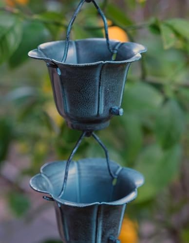 Nutshell Stores Flower Cups Rain Chain - Patina - 17 Feet