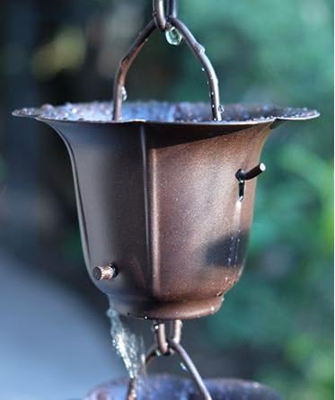 Nutshell Stores Flower Cups Rain Chain - Bronze - 10 Feet