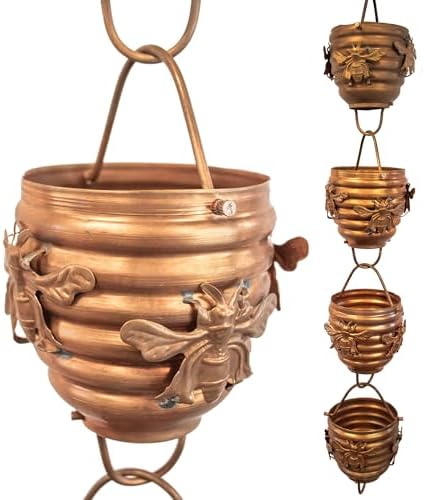 Nutshell Stores Honeybee & Hive Copper Rain Chain - Copper - 15 Feet