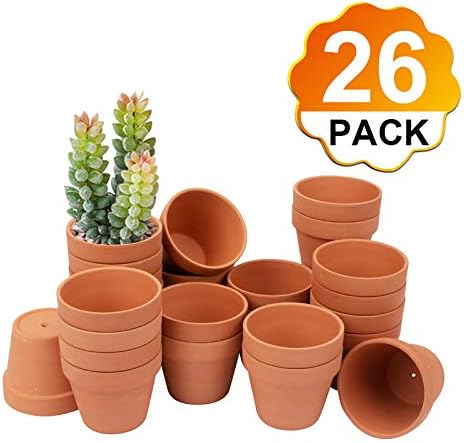 [26 Pack] 4" Terracotta Planter Pots - Clay Ceramic Cactus & Succulent Flower Nursery Garden Pots (4")