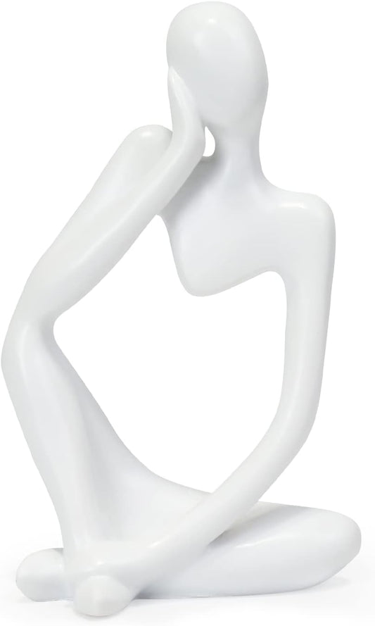 INNOLITES Resin Statue Thinker Style Decoration Abstract Sculptures Collectible Figurines for Home Decor Modern Office Shelf Desktop（White Left）