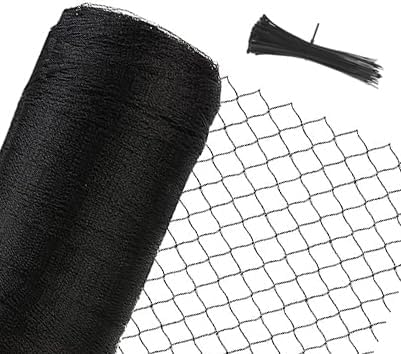 Junflying Bird Netting, 20x20 FT – 1/2" Mesh, Woven Black Netting for Garden Protection with Ties, Protects Vegetables, Fruit Trees, Blueberry Bushes & Strawberry Plants