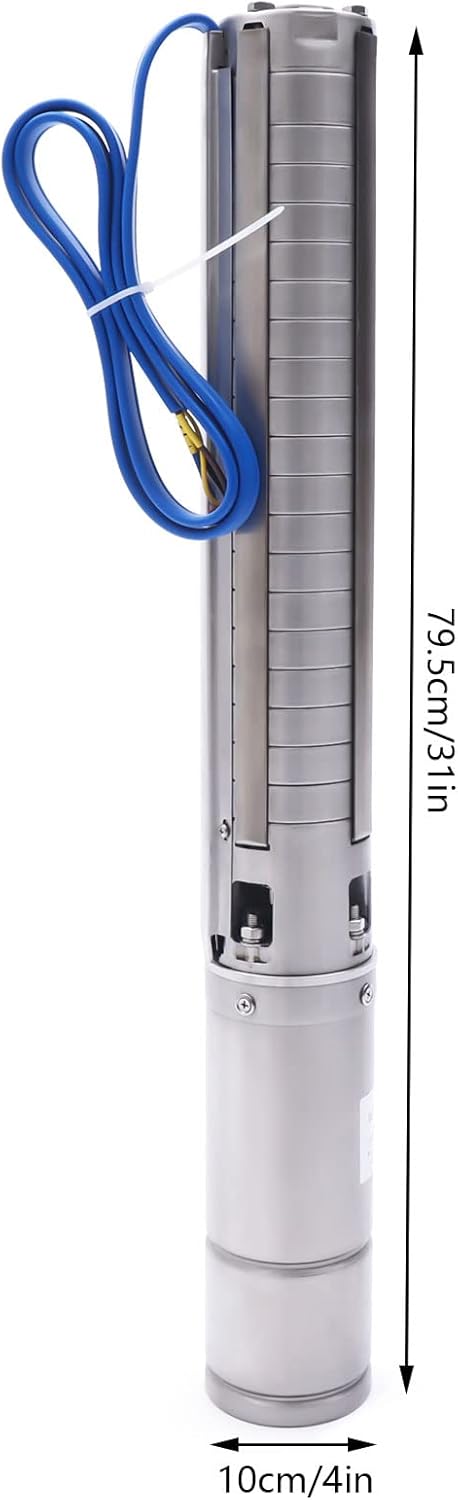 4 Inch Solar Water Pumps 1500W Stainless Steel Deep Well Submersible Pump with MPPT Controller, Solar Well Pump Kit Deep Well Water Pumps for Irrigation, Home, Industrial