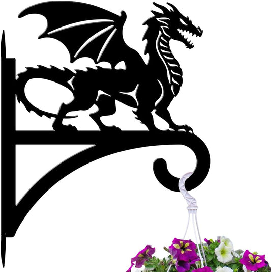 peacoblue Iron Plant Hangers Hooks for Outdoor Indoor Hanging Plants Flower Fern Pots Lantern Bird Feeder,11.8"x15.1" Weather Resistant Metal Wall Holder for Porch Garden Farmhouse(Dragon)