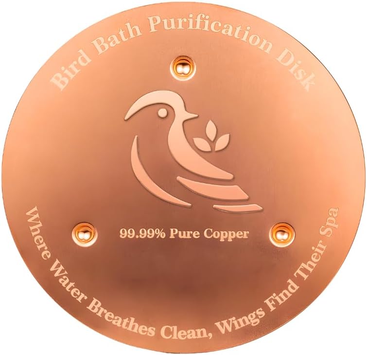 Bird Bath Copper Disk, Premium 0.6mm Sturdy 99.99% Pure Copper Disk for Bird Baths,Triple-Point Support Ensures Clean Water Year-Round, Compatible with All Outdoor Birdbath Bowls