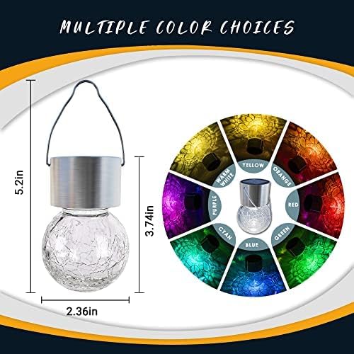 GIGALUMI Solar Lights Outdoor Waterproof ,12 Pack Solar Hanging Lights Garden Decor,Gifts for Women Mom Grandma,Solar Outdoor Lights Lantern Cracked Glass for Yard, Fence, Tree(Color Changing)