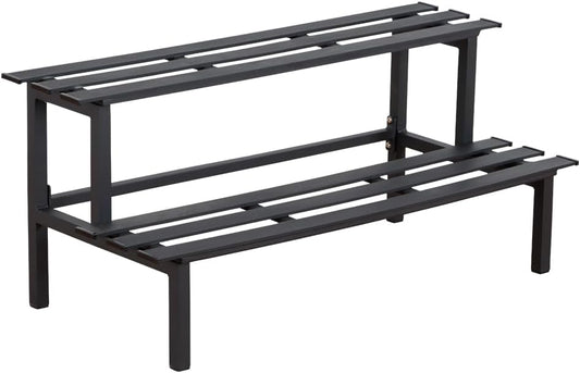 Sturdy 2-Tier Metal Plant Stand for Outdoor & Indoor, Decorative Planter Display Shelf Unit for Garden Patio Balcony Living Room