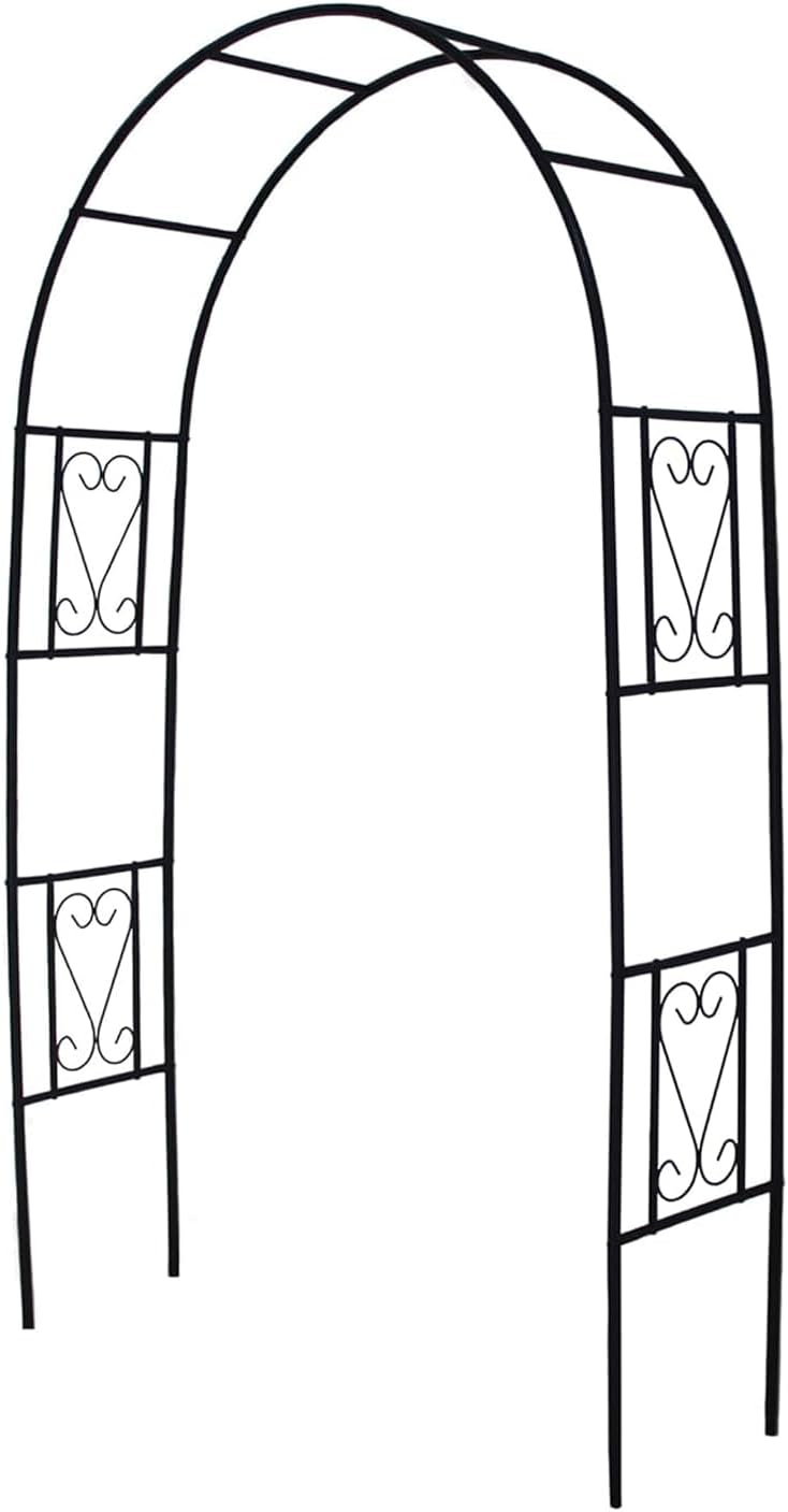 Iron Pergola Arbor Practical, Garden Arbor Arch, Metal Trellis Archway for Climbing Plants Rose Grape Vines, Pergola Decoration for Backyard Patio Lawn Pathway 7 Ft High x 4.1 Ft Wide