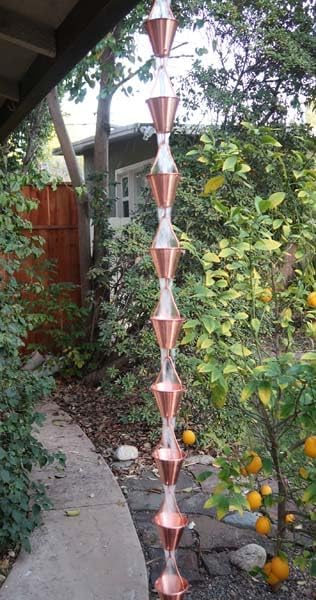 Nutshell Stores Steel Cups Rain Chain - Copper Plated - 17 Feet