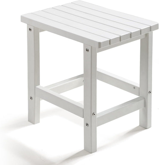 PASAMIC Adirondack Square Side Table, HDPE Outdoor Side Tables, Weather Resistant End Table for Patio, Backyard, Pool, Indoor Companion, Beach, Easy Maintenance (White)
