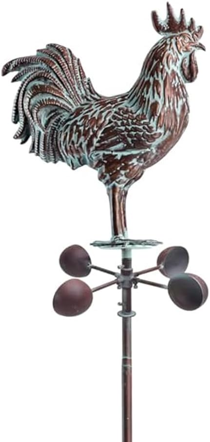 Metal Garden Rooster Yard Decor,79" Copper Wind Sculptures & Spinners,Large Outdoor Chicken Decor,Metal Kinetic Outdoor Chicken Wind Spinner for Yard and Garden,Yard Art for Patio,Lawn,Farm
