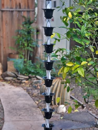 Nutshell Stores Flower Cups Rain Chain - Black - 14 Feet