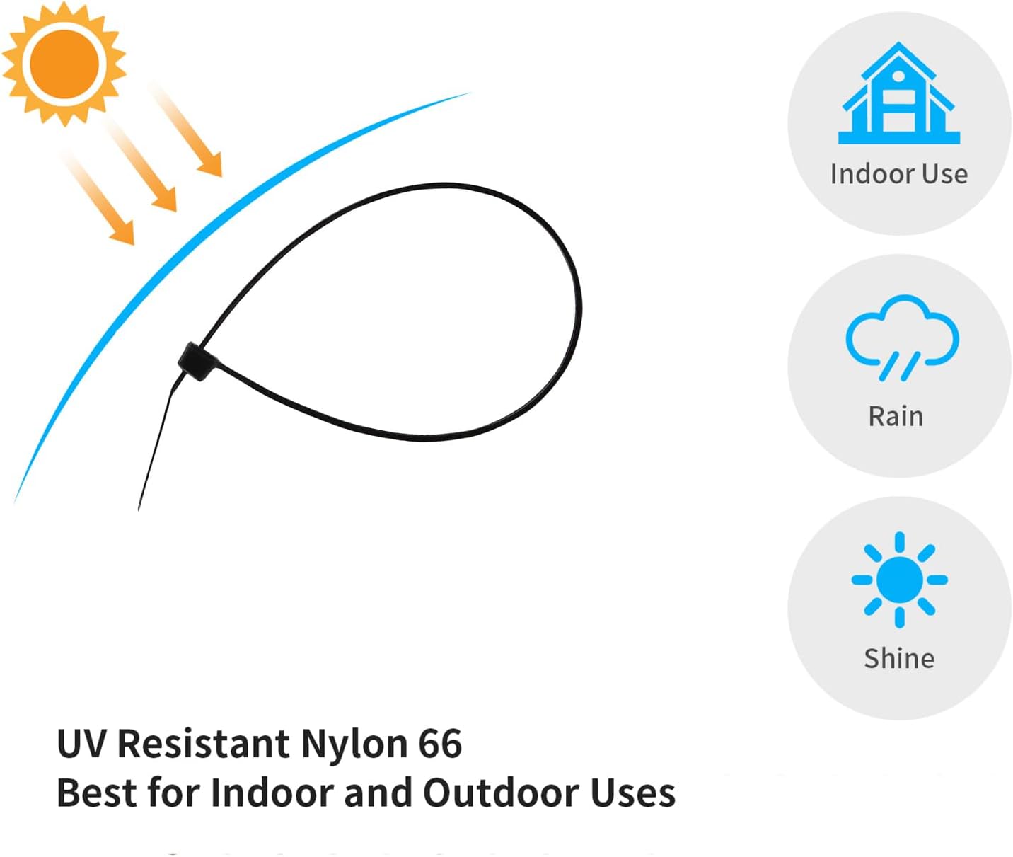 6 Inch Blue Zip Tie 1000 PCS, 18 Lbs - Small to Medium Zip Tie, Nylon PA66 UV Resistant Cable Tie for Indoor and Outdoor Use - Ideal for bundling and securing objects