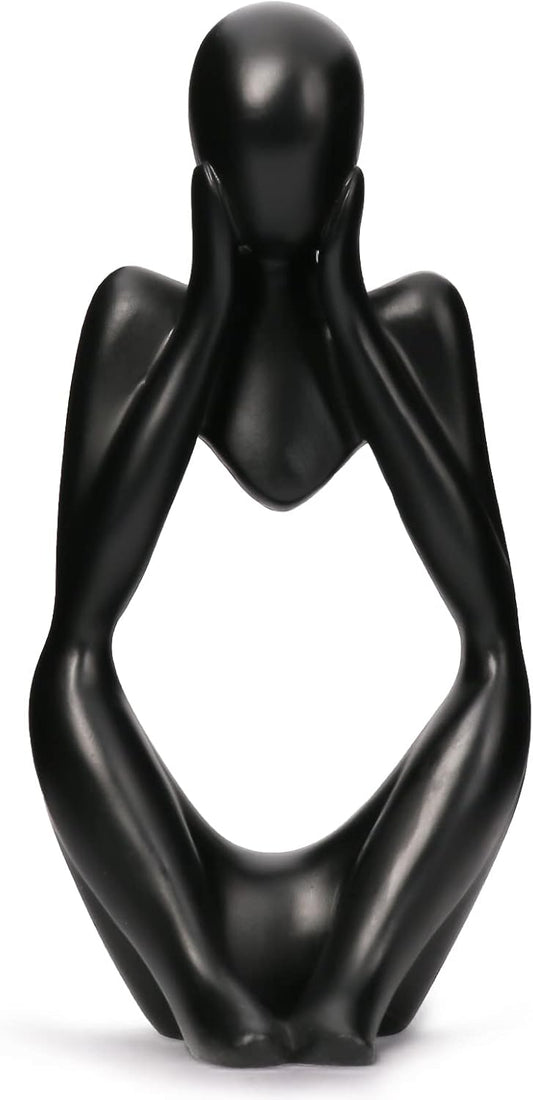 INNOLITES Resin Statue Thinker Style Decoration Abstract Sculptures Collectible Figurines for Home Decor Modern Office Shelf Desktop (Black-Focus)