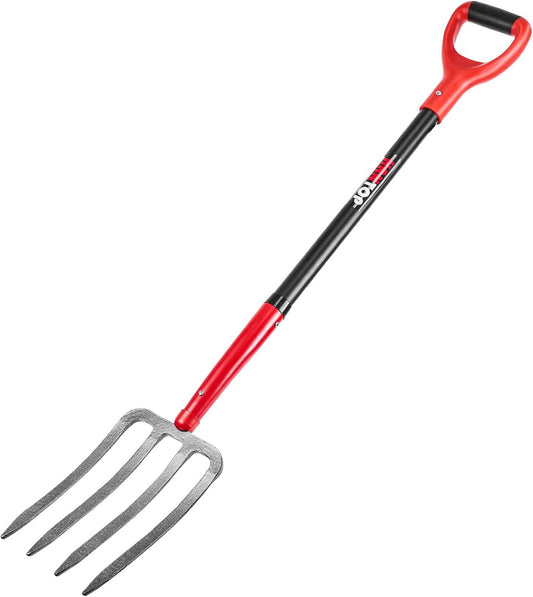 4-Tine Heavy Duty Pitchfork Digging Fork Garden Fork Pitch Forks with Fiberglass Handle for Gardening, Hay,Digging Potatos,43 inches