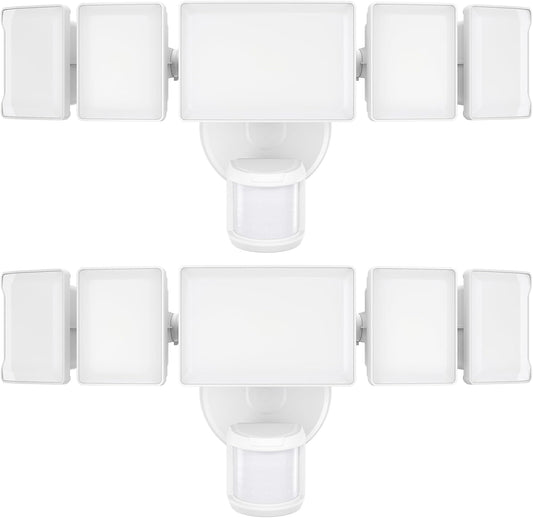 Olafus 100W Motion Sensor Outdoor Lights, 10000LM 2 Pack Motion Sensor Flood Light, Dusk to Dawn Outdoor Lighting, IP65 Waterproof Motion Detector Lights for Outside, White