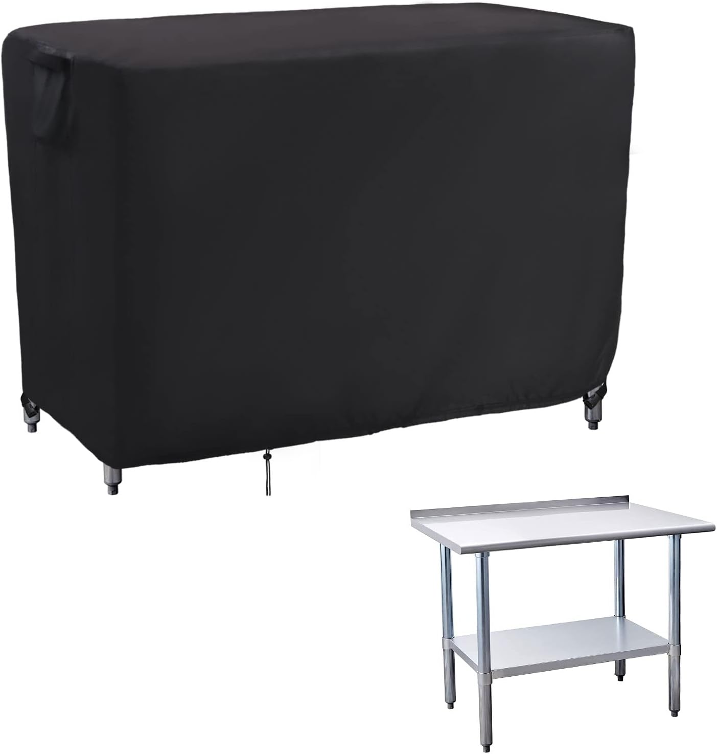 Kingling Outdoor Table Cover 48 Inch, Waterproof Stainless Steel Table Cover Metal BBQ Table Covers Weather Protection for Patio Kitchen Work/Prep Tables - 48''L x 24''W x 35''H(Black)