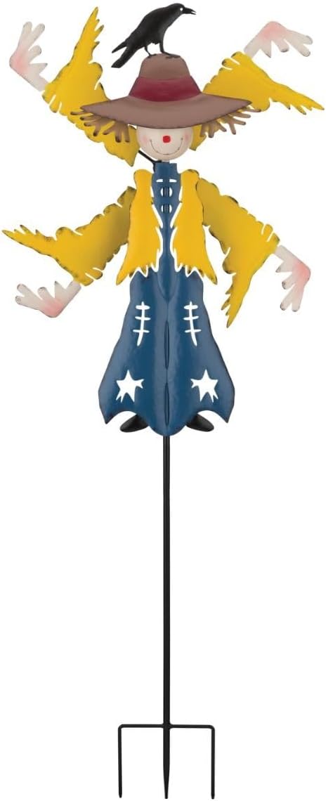Regal Art & Gift Scare Crow Wind Spinner – Metal Yard Decorations Outdoor | Kinetic Garden Spinner for Lawn, Pathway, or Flower Bed | Weather-Resistant Outdoor Sculpture - 22 Inch