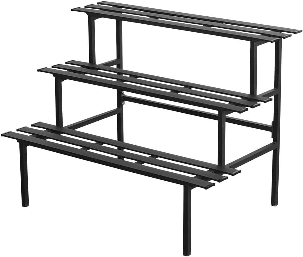 Versatile 3-Tier Metal Plant Stand, Ladder Designed, Heavy-Duty Utility Storage Rack for Indoor & Outdoor Use, Decorative Plant Display for Home, Garden, Patio, and Balcony.