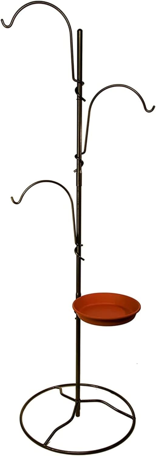Yard Butler Yard Tree Bird Center - Durable Bird Feeder Holder & Hanging Plant Stand with 3 Hooks & Birdbath Ring - Beautiful Yard Decoration