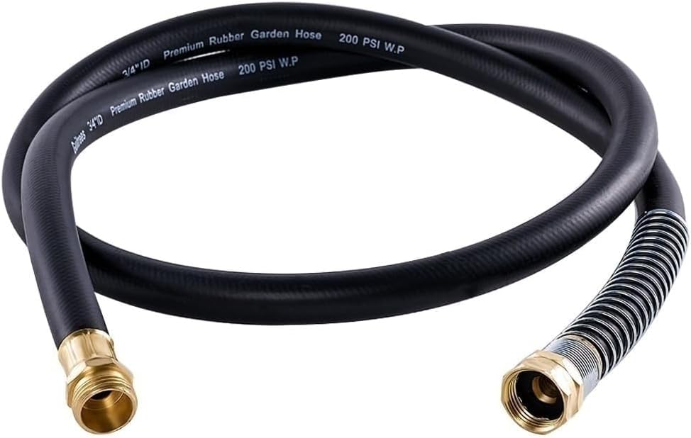 Leader Garden Hose 5ft x 3/4", Heavy Duty Short Water Hose, Male to Female Fittings, Five Layered Braiding for Durability, 1000PSI Burst, 300PSI Working (Black)