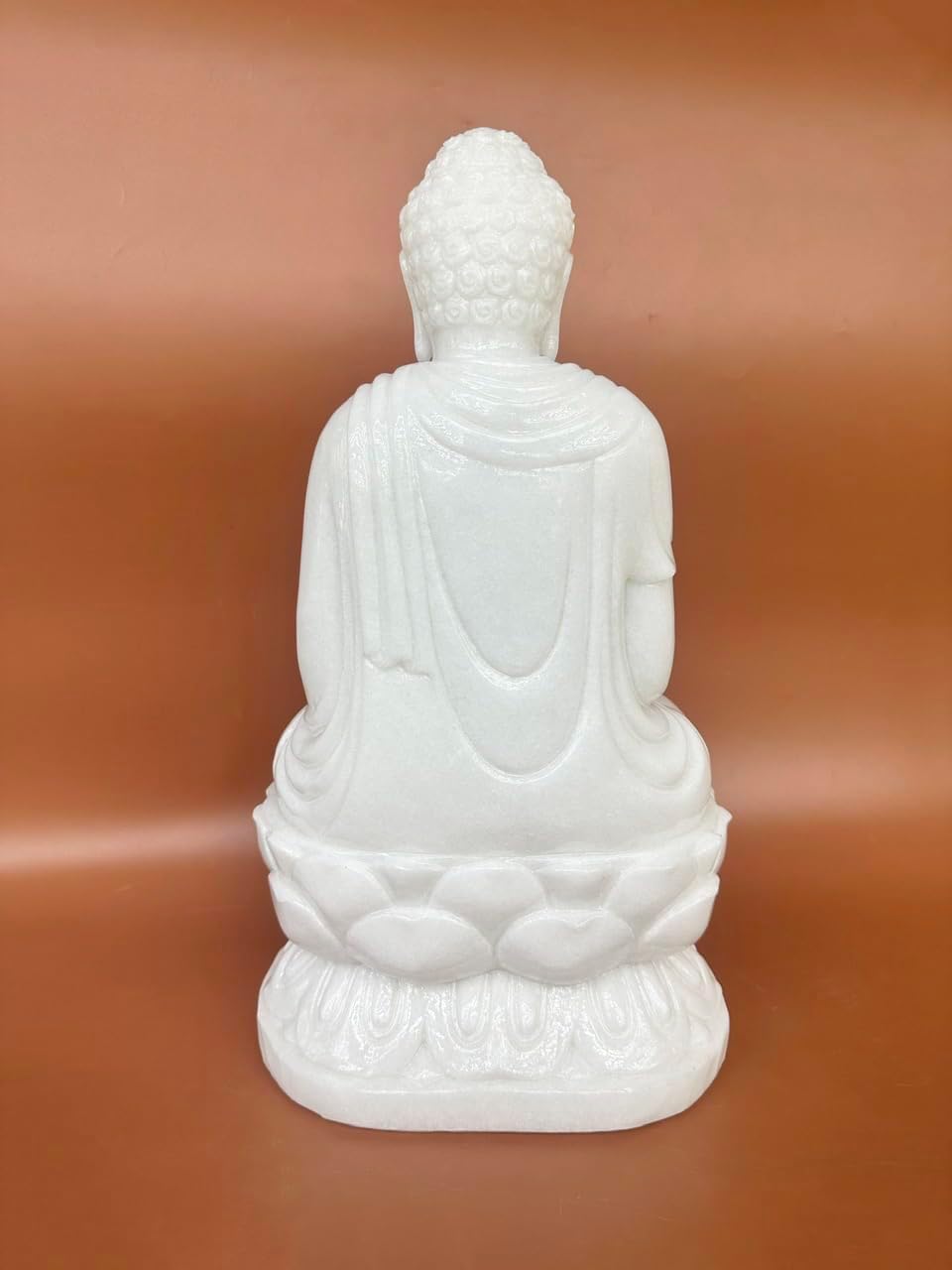 19.7 Inch Large White Marble Amitabha Buddha Sitting On Lotus for Home Decor, Decorative Yoga, Garden, Alter, Prayer Spiritual Living