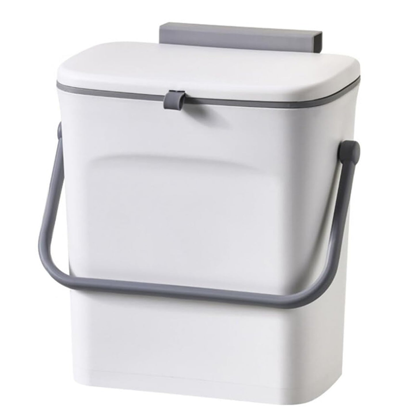LALASTAR Small Trash Can with Lid, Kitchen Compost Bin for Countertop or Under Sink, Plastic Hanging Waste Basket for RV/Office/Bedroom/Dorm, Mountable, 9L/2.4 Gal, White