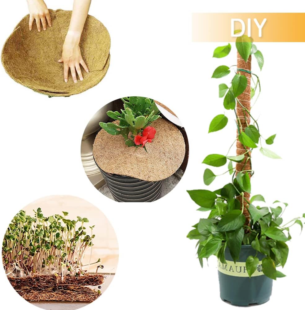 Coco Coir Liner, Yarrdfir 16x40 inch Natural Coconut Liners for planters Flower Basket, Natural Coconut Fiber mat, Garden Decoration, Animal pet pad, Reptile Carpet