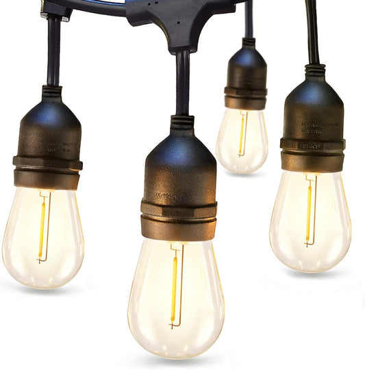 addlon LED Outdoor String Lights 24FT with Edison Vintage Shatterproof Bulbs and Commercial Grade Weatherproof Strand - ETL Listed Heavy-Duty Decorative Cafe, Patio, Market Light