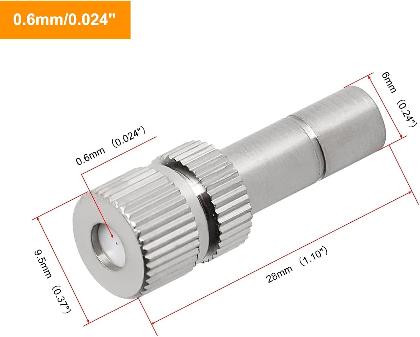 20pcs Brass Mister Nozzles, 6mm Misting Nozzles for Outdoor Cooling System, Landscaping, Air Humidification, Greenhouse Irrigation (without Filter, 0.024"/0.6mm Orifice)