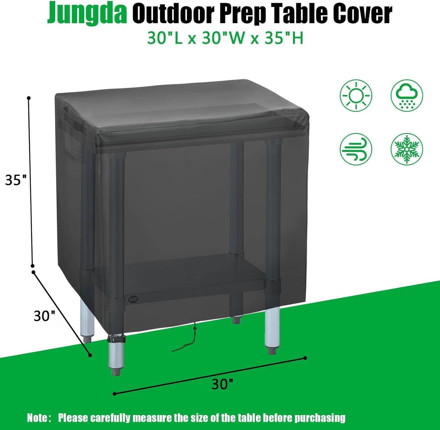 Outdoor Prep Table Cover - 30x30x35 Inch, Waterproof Stainless Steel, Outdoor Kitchen Grill Bbq Food Prep Cart Cover